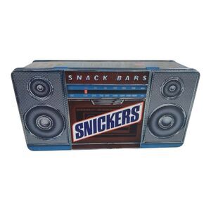Vintage 1989 SNICKERS Candy Snack Bars Collectible Radio Boom Box Tin Container